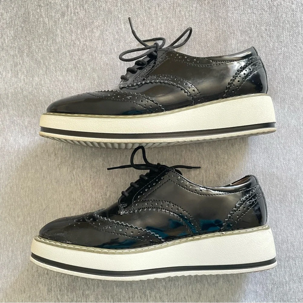 Dadawen Women’s US10 EU40 Black Oxford Platform Lace Up Shoes